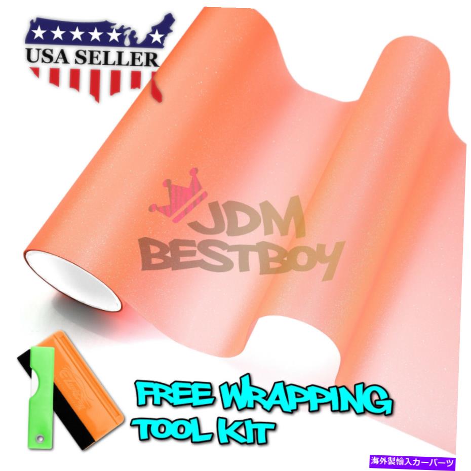 フォグライト *マットグリッターオレンジ色のヘッドライトテールライトフォグライトビニールシートステッカーDIY *Matte Glitter Orange Tint Headlight Taillight Fog Light Vinyl Sheet Sticker DIY【並行輸入品】