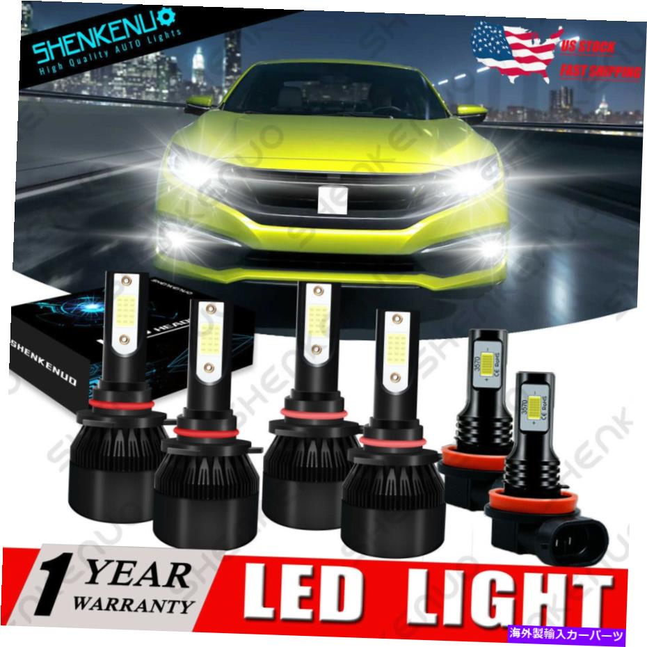 フォグライト ホンダシビック2006-2012 2013 2014 2015 6000KコブLEDヘッドライト電球+フォグライト For Honda Civic 2006-2012 2013 2014 2015 6000K COB LED Headlight Bulbs+Fog Light【並行輸入品】