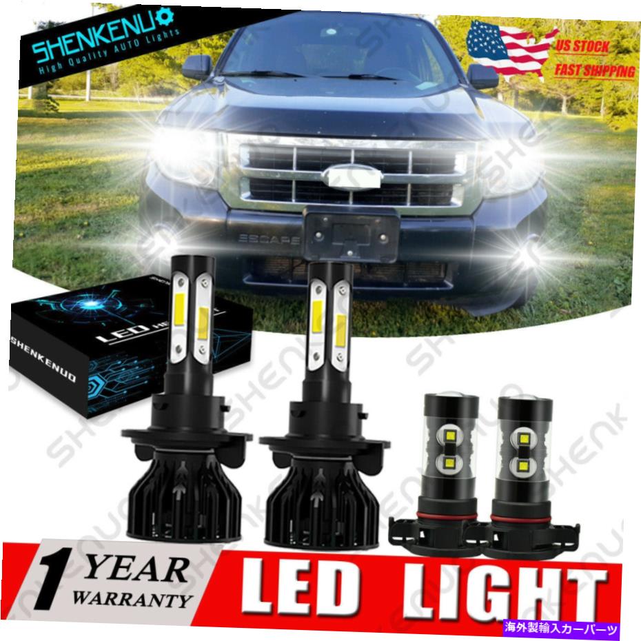 フォグライト Ford Escape 2008-2012 4x 6000K LEDヘッドライトHI/ロービーム +フォグランプ電球K9L For Ford Escape 2008-2012 4X 6000K LED Headlight Hi/Low Beam +Fog Lamp Bulbs K9L【並行輸入品】
