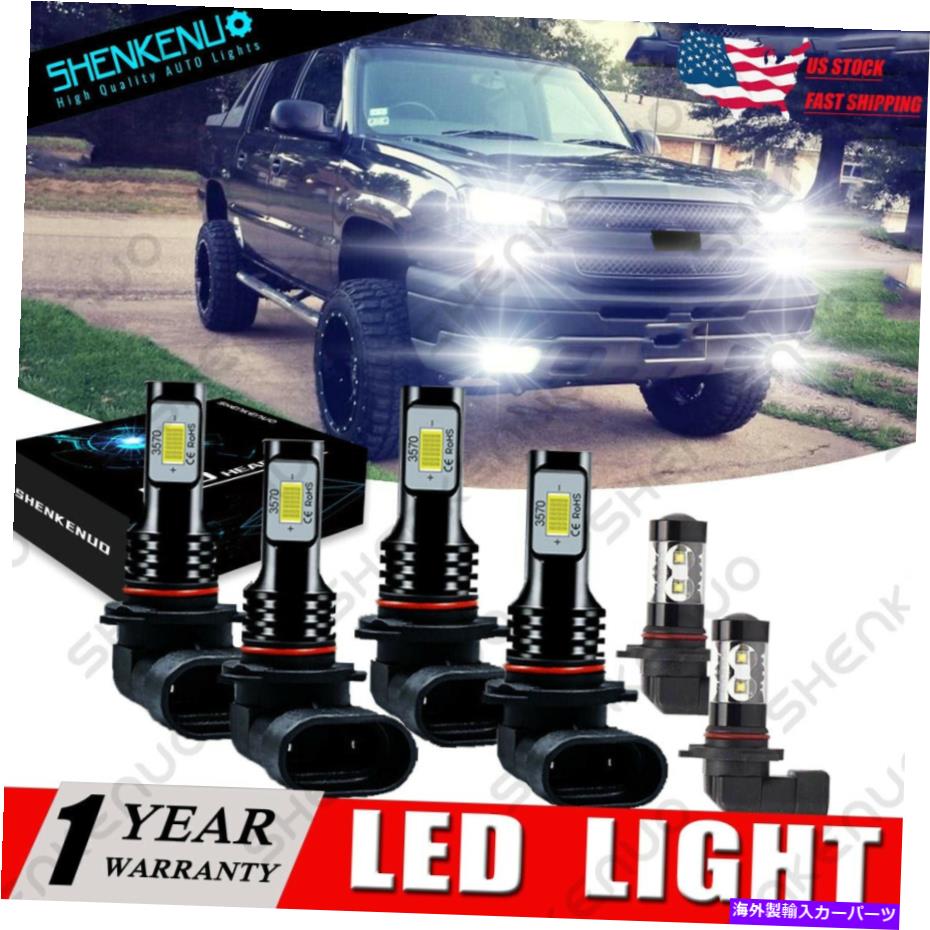 フォグライト シボレーシルバラード03-06アバランチ02-05 6x 6000KフロントLEDヘッドライト+フォグランプ For Chevy Silverado 03-06 Avalanche 02-05 6X 6000K Front LED Headlight+Fog Lamp【並行輸入品】