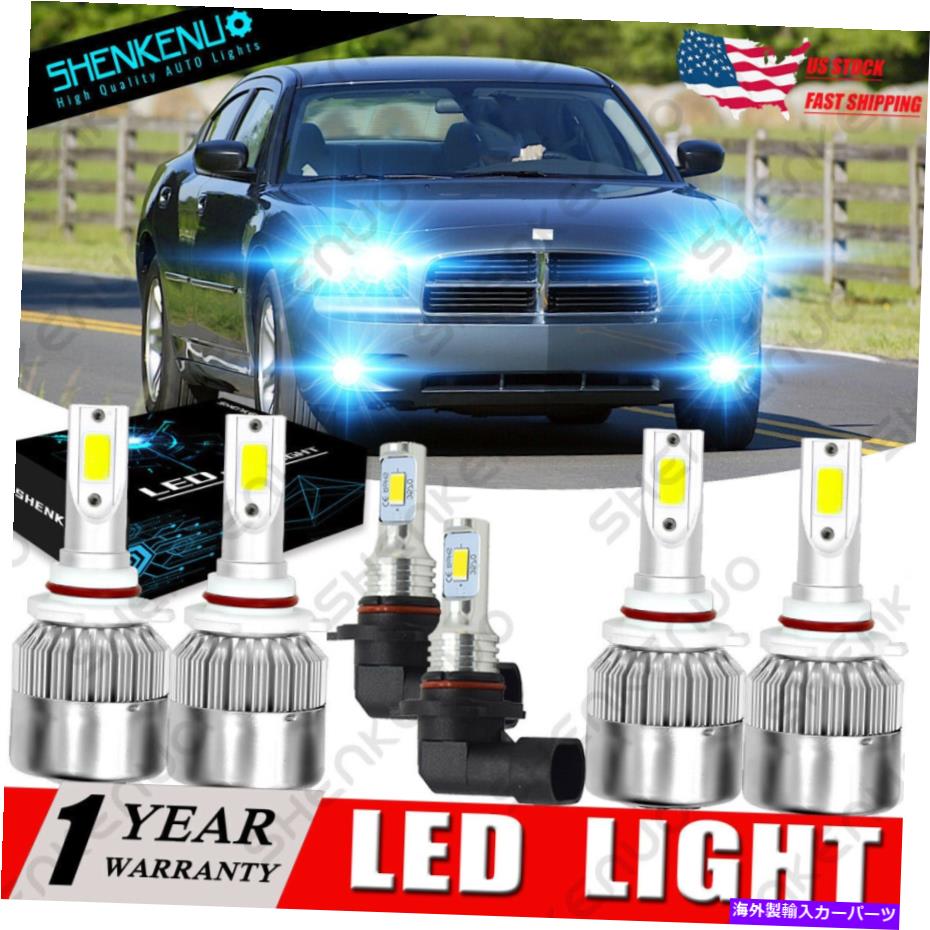 フォグライト ダッジチャージャー2006 07-2009 6xアイスブルーブライトレッドヘッドライト +フォグランプコンボ For Dodge Charger 2006 07-2009 6X Ice Blue Bright LED Headlight + Fog Lamp Combo【並行輸入品】