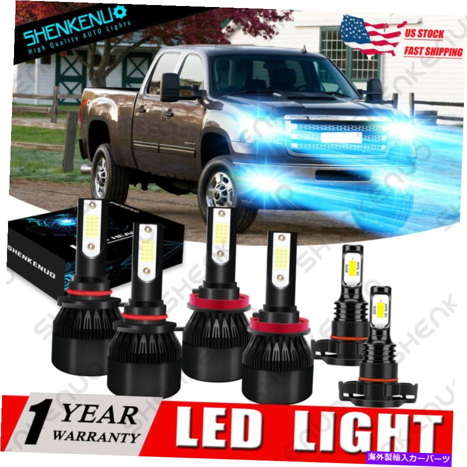 フォグライト GMC Sierra 1500 2500 3500 6x 8000K Cob Hi/Low LEDヘッドライト +フォグ電球用 For GMC Sierra 1500 2500 3500 6X 8000K COB Hi/Low LED Headlight +Fog Light Bulbs【並行輸入品】
