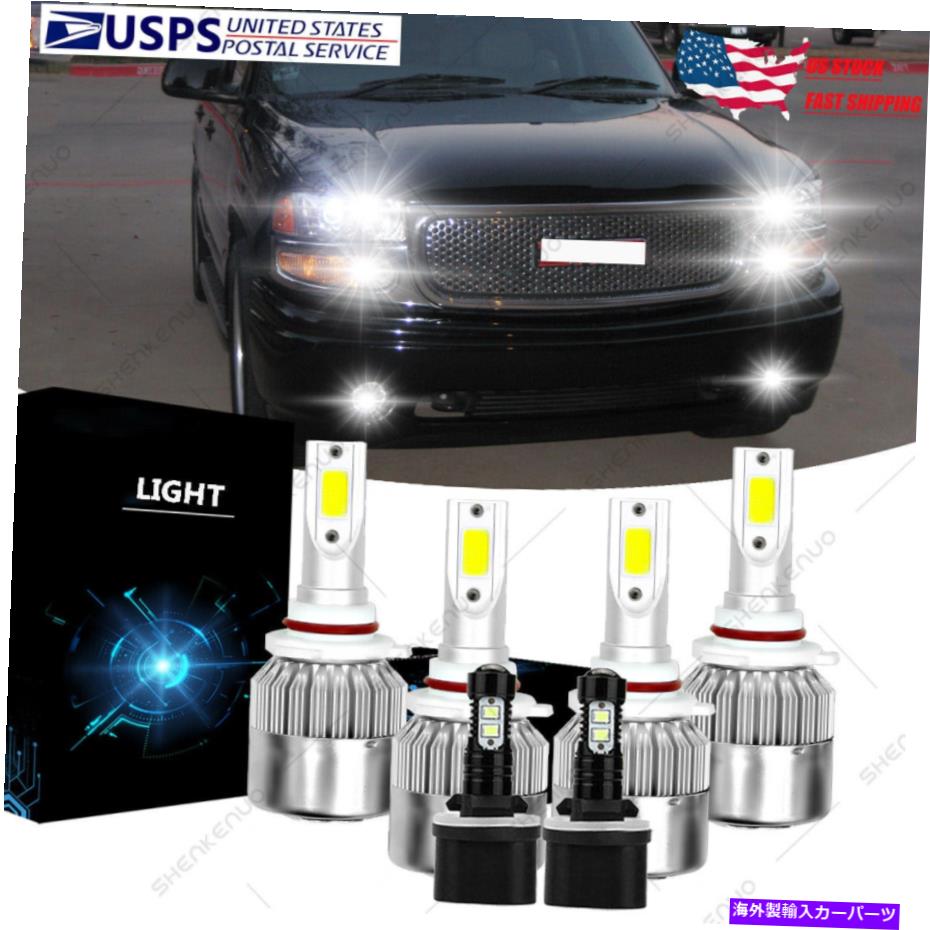 フォグライト GMC用ユーコンデナリ2004-2005 6000KホワイトコンボLEDヘッドライト+フォグライトC6B 2x For GMC Yukon Denali 2004-2005 6000K White Combo LED Headlight+ Fog Light C6B 2X【並行輸入品】