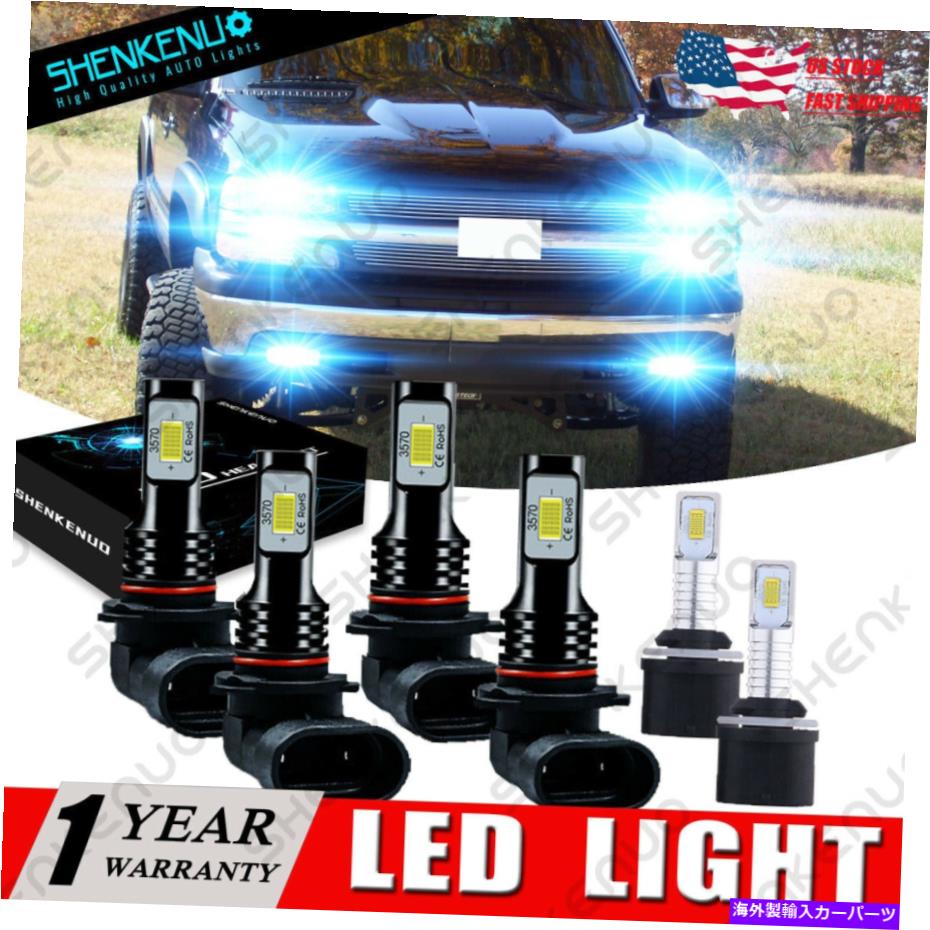フォグライト シボレーシルバラード1999-2002タホ01-2005 8000KフロントLEDヘッドライト +フォグランプ For Chevy Silverado 1999-2002 Tahoe 01-2005 8000K Front LED Headlight +Fog Lamp【並行輸入品】