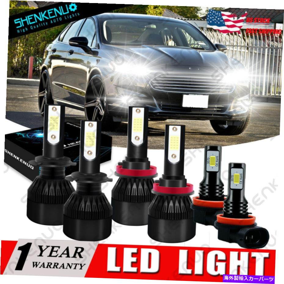 フォグライト Ford Fusion 2006-2016 6000K Cob LED Headlights High＆Low Beam Fog Light電球 For Ford Fusion 2006-2016 6000K COB LED Headlights High&Low Beam Fog Light Bulbs【並行輸入品】