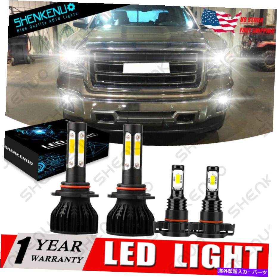 フォグライト 2014年2015年GMC Sierra 1500 4PC 6000KフロントLEDヘッドライト +フォグランプコンボキット For 2014 2015 GMC Sierra 1500 4PC 6000K Front LED Headlight + Fog Lamp Combo Kit【並行輸入品】