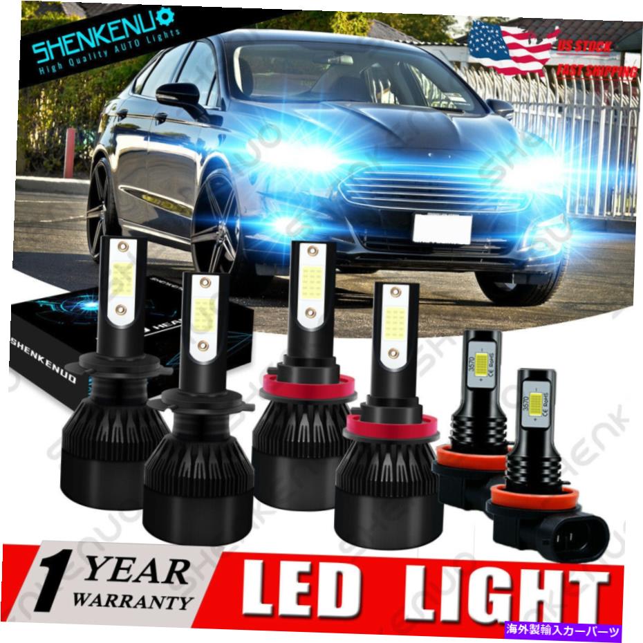 フォグライト Ford Fusion 2006-2016 8000K Cob LED Headlights High＆Low Beam Fog Light電球 For Ford Fusion 2006-2016 8000K COB LED Headlights High&Low Beam Fog Light Bulbs【並行輸入品】
