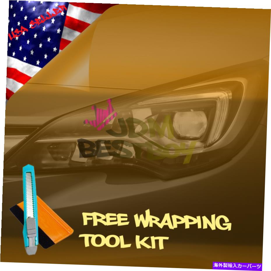 フォグライト *光沢のあるオレンジ色のヘッドライトフォグライトサイドマーカービニールステッカーシートフィルム *Glossy Orange Tint Headlights Fog Lights Sidemarker Vinyl Sticker Sheet Film【並行輸入品】