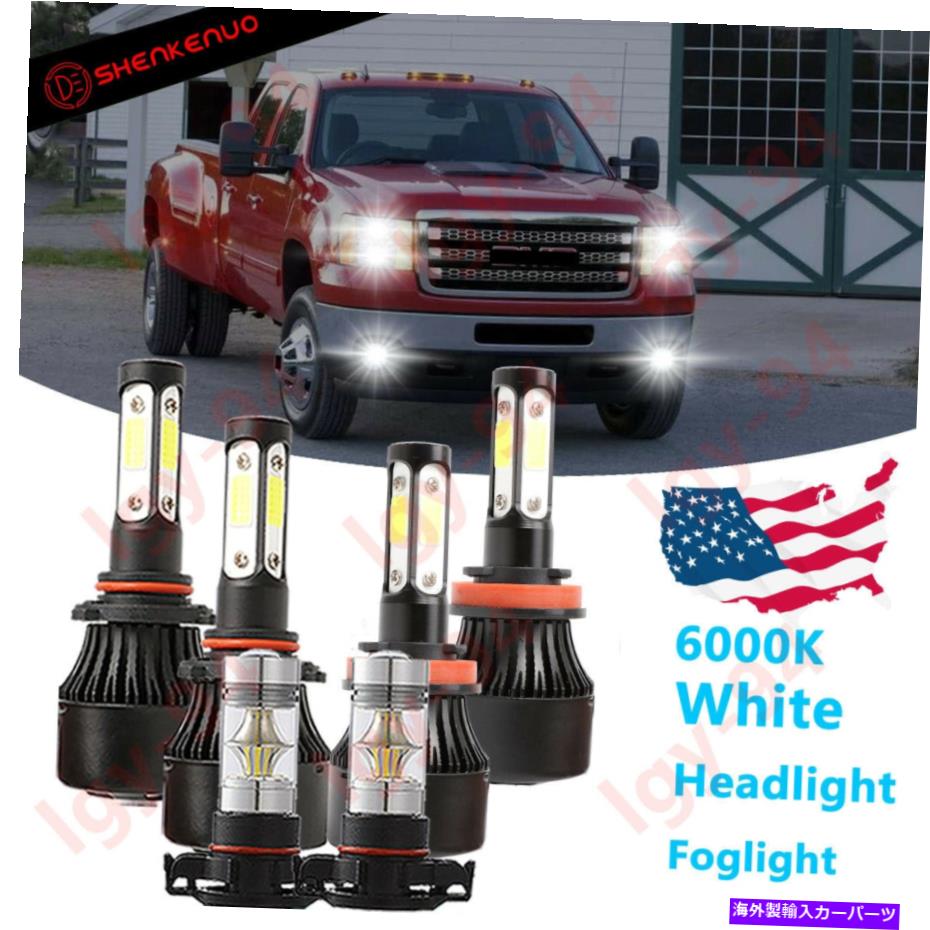 フォグライト GMC Sierra 1500 2500 3500 4サイドLEDヘッドライトキットHI＆LOフォグライト6000K電球用 For GMC Sierra 1500 2500 3500 4Side LED Headlight Kit Hi&Lo Fog Light 6000K Bulb【並行輸入品】