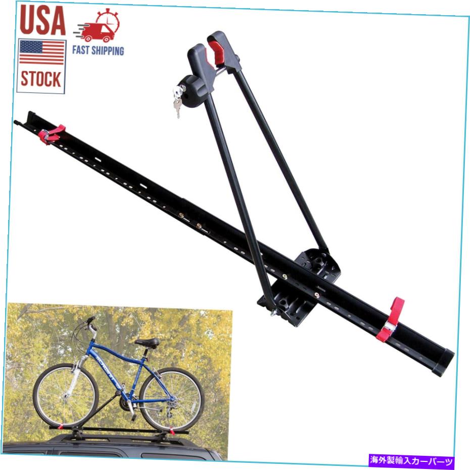 USサイクルキャリア プレミアム調整可能ロックアップライトSUVルーフルーフバイクラック自転車キャリア Premium Adjustable Locking Upright SUV Roof Mount Bike Rack Bicycle Carrier【並行輸入品】