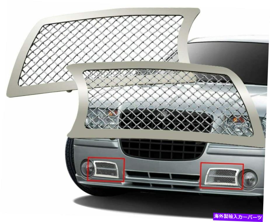 フォグライト 2005-2010 300Cバンパーフォグライトステンレススチールメッシュグリルクロム2PCS FOR 2005-2010 300C BUMPER FOG LIGHT STAINLESS STEEL MESH GRILLE CHROME 2PCS【並行輸入品】