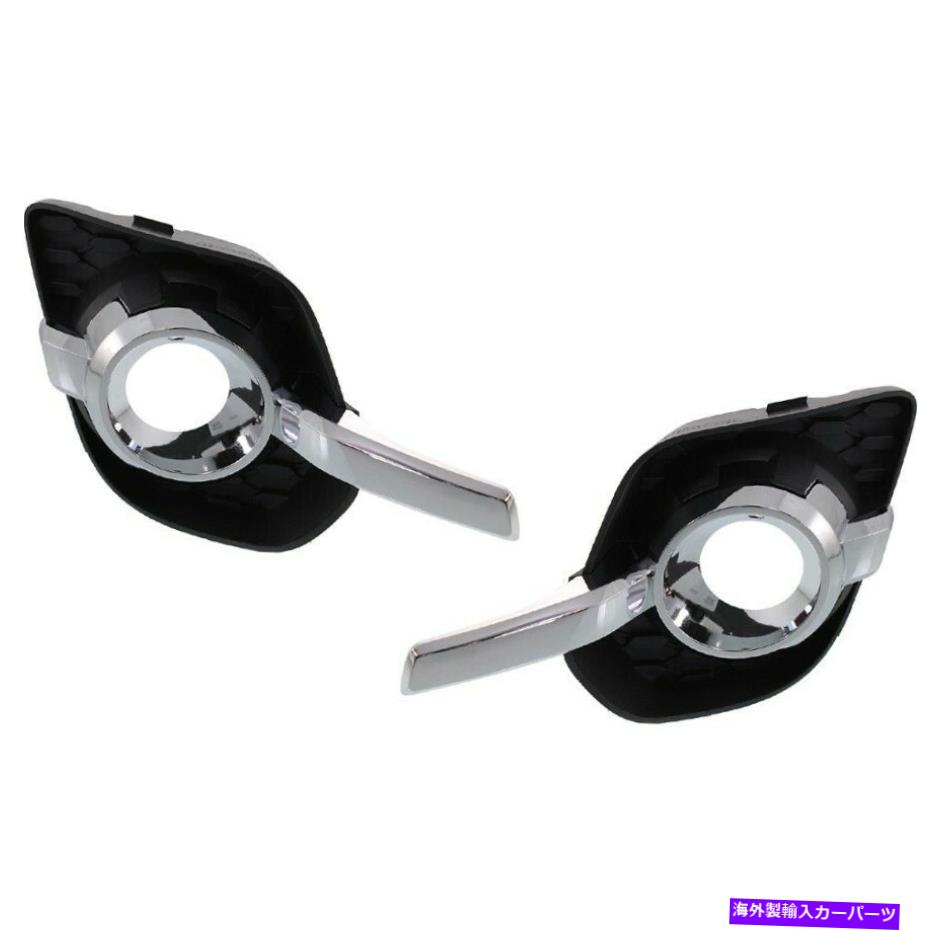 フォグライト 10-14シボレーequinox lt ltz用のフォグライトベゼルブラック＆クロムサイドペアセット Fog Light Bezel Black & Chrome Side Pair Set for 10-14 Chevy Equinox LT LTZ【並行輸入品】