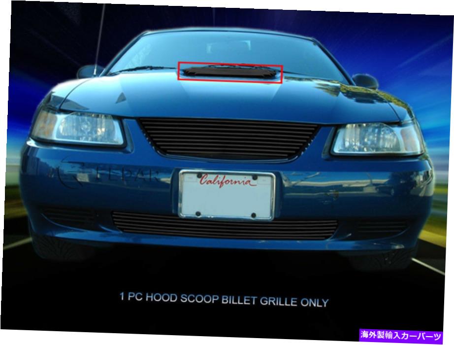 フードベントトリム 1999年から2004年のブラックアッパーフードスクープビレットグリルグリルフォードマスタングV6 Black Upper Hood Scoop Billet Grille Grill For 1999-2004 Ford Mustang V6【並行輸入品】