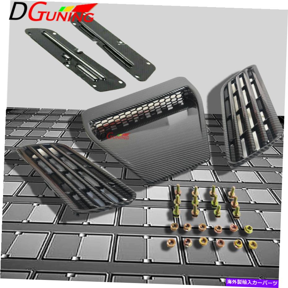 フードベントトリム 08-17ランサーEVO X/GTS/RALLIART BONNET VENTSカーボンファイバールックに適合 fit for 08-17 Lancer EVO X/GTS/Ralliart Hood Bonnet Vent Ducts Carbon Fiber Look【並行輸入品】