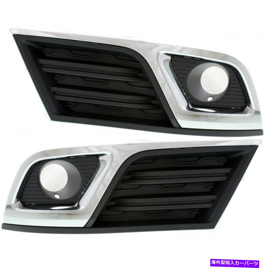 フォグライト 2013-17シボレートラバース左＆右ブラックとクロム2PCのフォグライトトリムセット Fog Light Trim Set For 2013-17 Chevy Traverse Left & Right Black and Chrome 2Pc【並行輸入品】