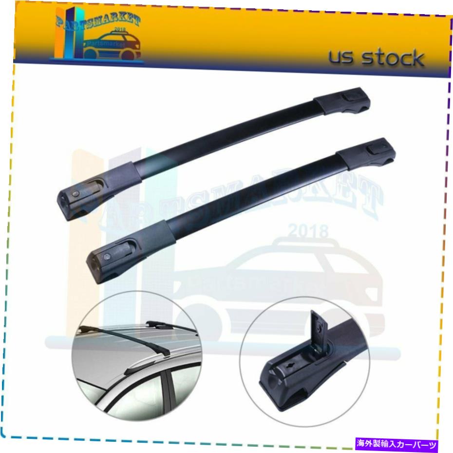 ルーフキャリア 13-18のトヨタRAV4調整可能な黒いフロントリアルーフトップラッククロスバー2PCS For 13-18 Toyota Rav4 Adjustable Black Front Rear Roof Top Rack Cross Bar 2pcs【並行輸入品】