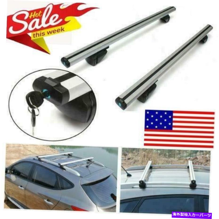 ルーフキャリア 48 ''カートップ荷物ルーフラッククロスバーキャリア調整可能な窓枠 +ロック 48'' Car Top Luggage Roof Rack Cross Bar Carrier Adjustable Window Frame + Lock【並行輸入品】