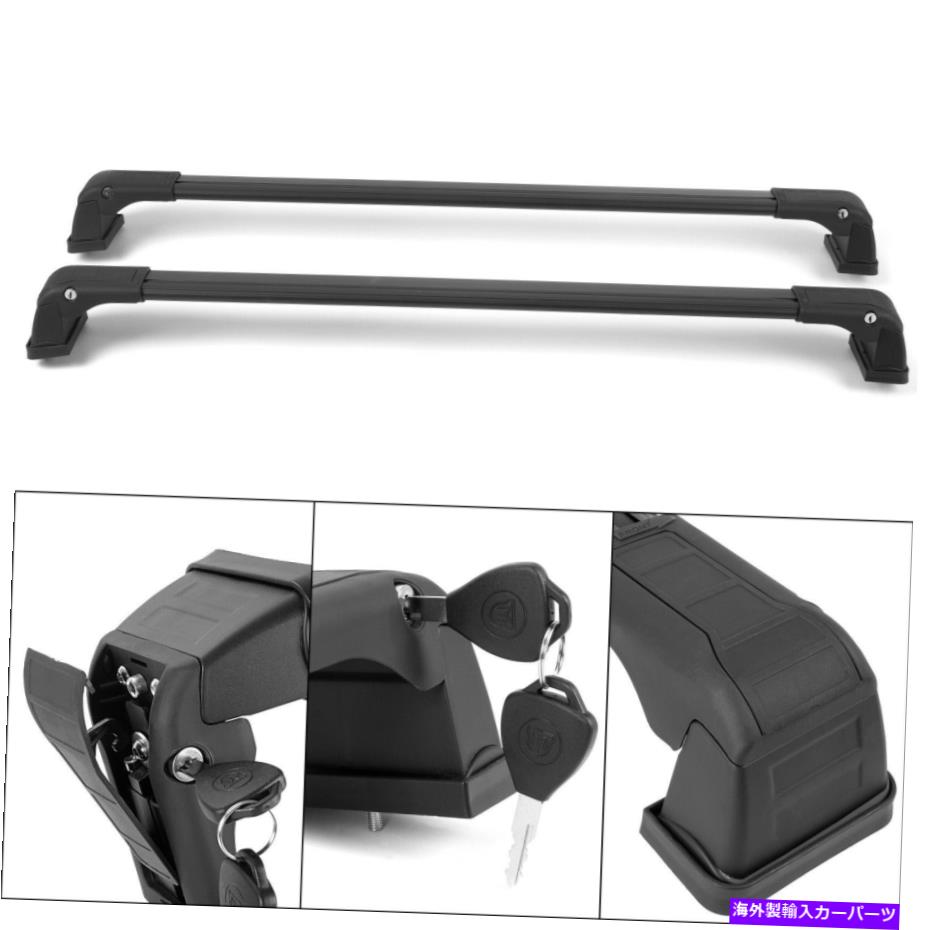 ルーフキャリア Kia Soul 2014-2019ルーフラッククロスバー荷物キャリアブラック2 PCSアルミニウム For Kia Soul 2014-2019 Roof Rack Cross Bar Luggage Carrier Black 2 Pcs Aluminium【並行輸入品】