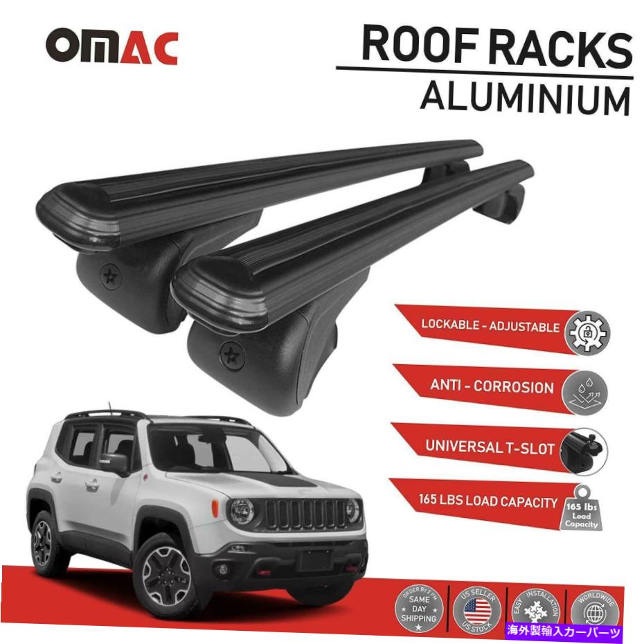 ルーフキャリア ルーフラッククロスバー荷物キャリアロック可能ブラックフィットジープレネゲード2015-2022 Roof Rack Cross Bars Luggage Carrier Lockable Black Fits Jeep Renegade 2015-2022【並行輸入品】