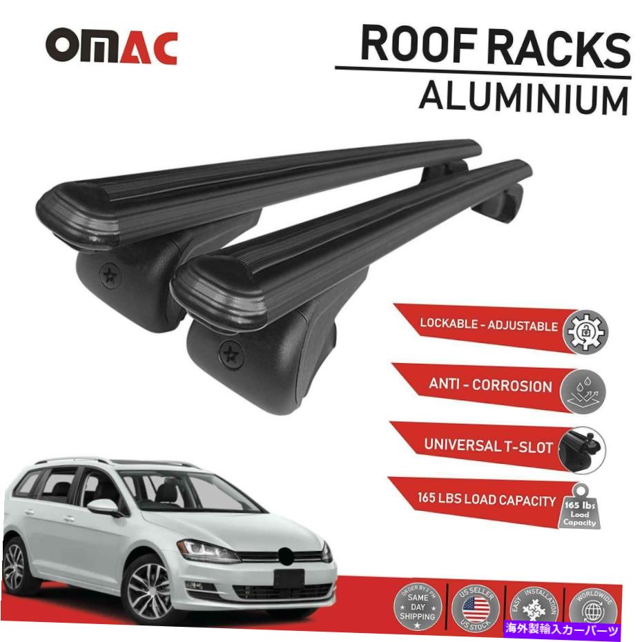 ルーフキャリア ルーフラッククロスバー荷物キャリアブラックVWゴルフスポーツワーゲン2015-2019 Roof Rack Cross Bars Luggage Carrier Black For VW Golf Sportwagen 2015-2019【並行輸入品】