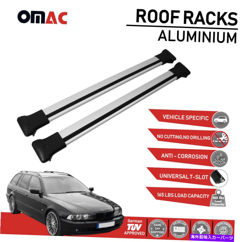 ルーフキャリア BMW 5シリーズ用のルーフラッククロスバー荷物キャリアシルバー（E39）1996-2003 Roof Rack Cross Bars Luggage Carrier Silver for BMW 5 Series (E39) 1996-2003【並行輸入品】