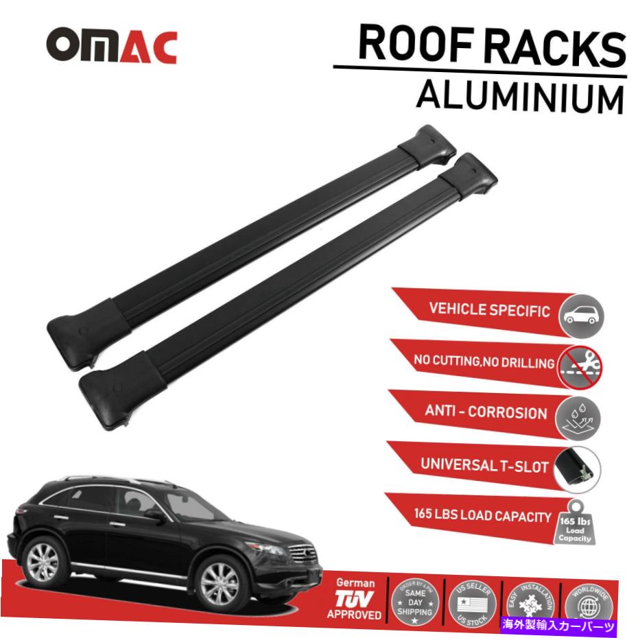 ルーフキャリア クロスバールーフラック荷物キャリア2PCSインフィニティFX35 FX45 2003-2008 Cross Bars Roof Rack Luggage Carrier 2Pcs Black For Infiniti FX35 FX45 2003-2008【並行輸入品】