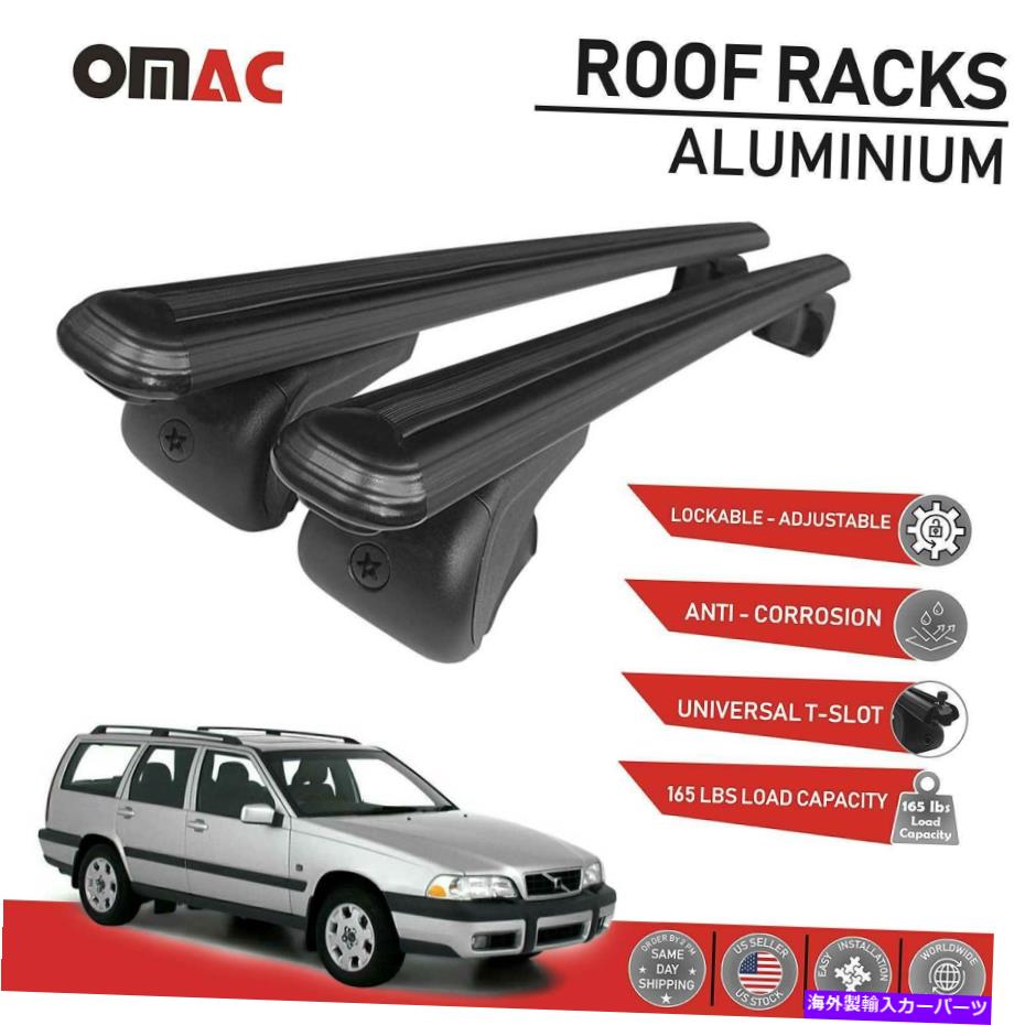 ルーフキャリア ルーフラッククロスバー荷物キャリアブラックボルボV70 1998-2000 Roof Rack Cross Bars Luggage Carrier Black for Volvo V70 1998-2000【並行輸入品】