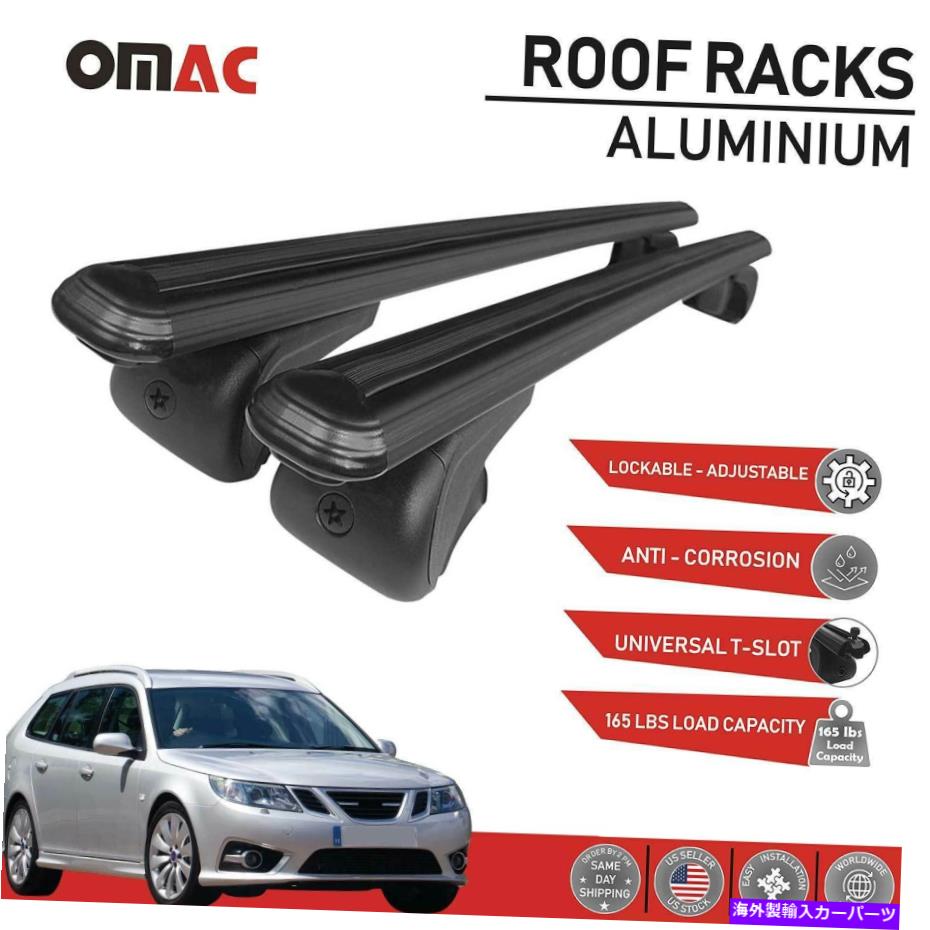 ルーフキャリア サーブ9-3スポーツコンビ2005-2011のルーフラッククロスバーキャリアレールブラック Roof Rack Cross Bar Carrier Rails Black for Saab 9-3 Sport Combi 2005-2011【並行輸入品】