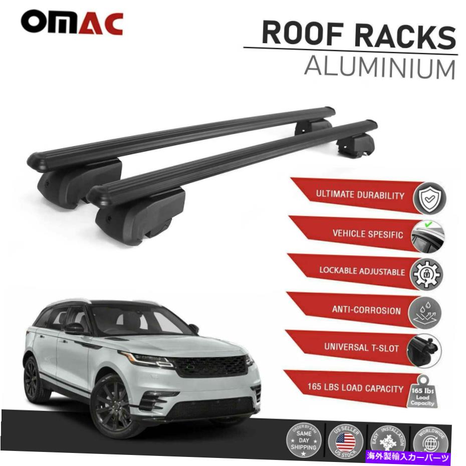 ルーフキャリア ブラックルーフレールラッククロスバー荷物キャリアフィットレンジローバーベラー2018-2022 Black Roof Rail Rack Cross Bars Luggage Carrier Fits Range Rover Velar 2018-2022【並行輸入品】