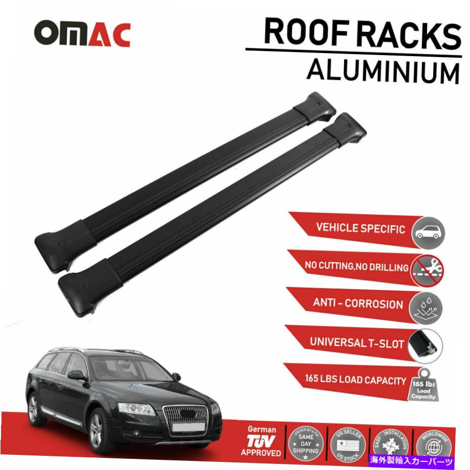 ルーフキャリア Audi A6 Allroad Quattro 2006-2011ルーフラッククロスバー荷物キャリアブラックに Fits Audi A6 Allroad Quattro 2006-2011 Roof Rack Cross Bar Luggage Carrier Black【並行輸入品】