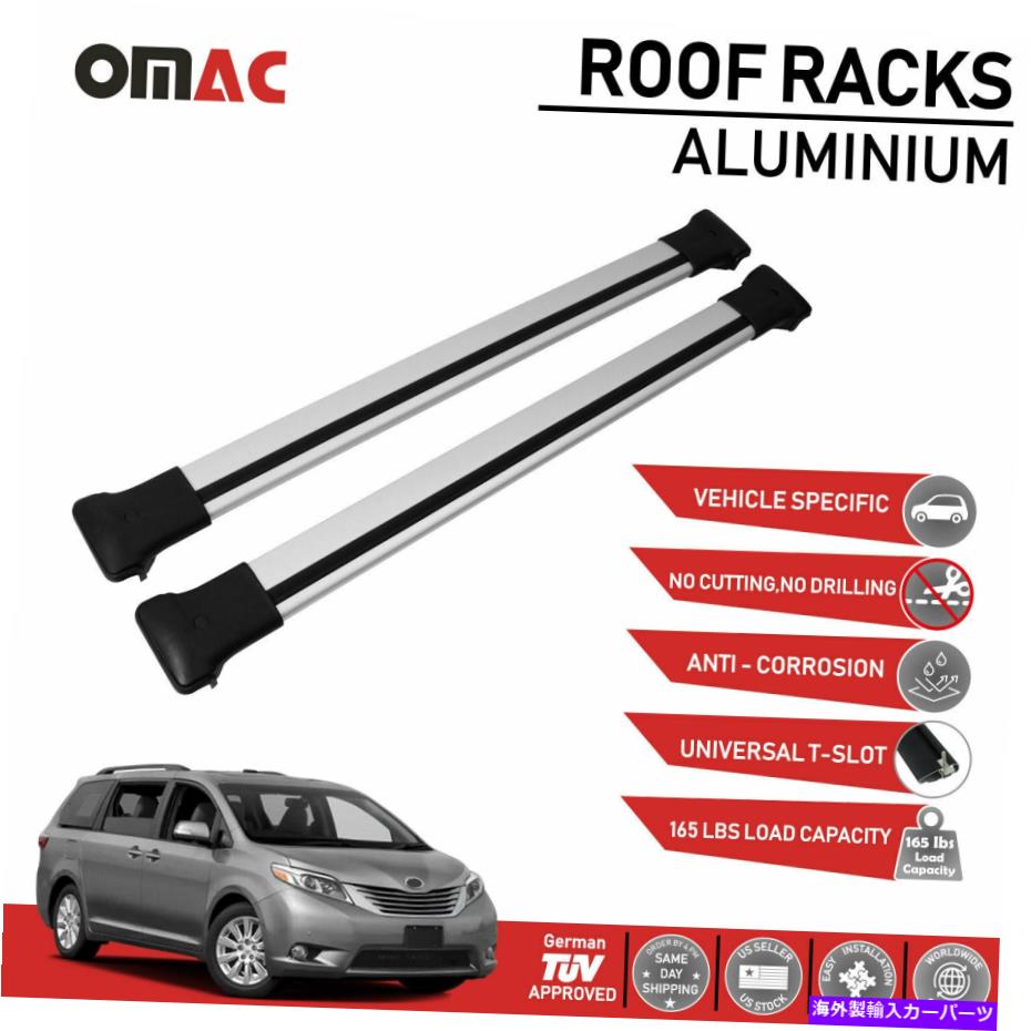 ルーフキャリア ルーフラッククロスバー荷物キャリア2 PCSシルバーセットトヨタシエナ2011-2020 Roof Rack Cross Bar Luggage Carrier 2 Pcs Silver Set for Toyota Sienna 2011-2020【並行輸入品】