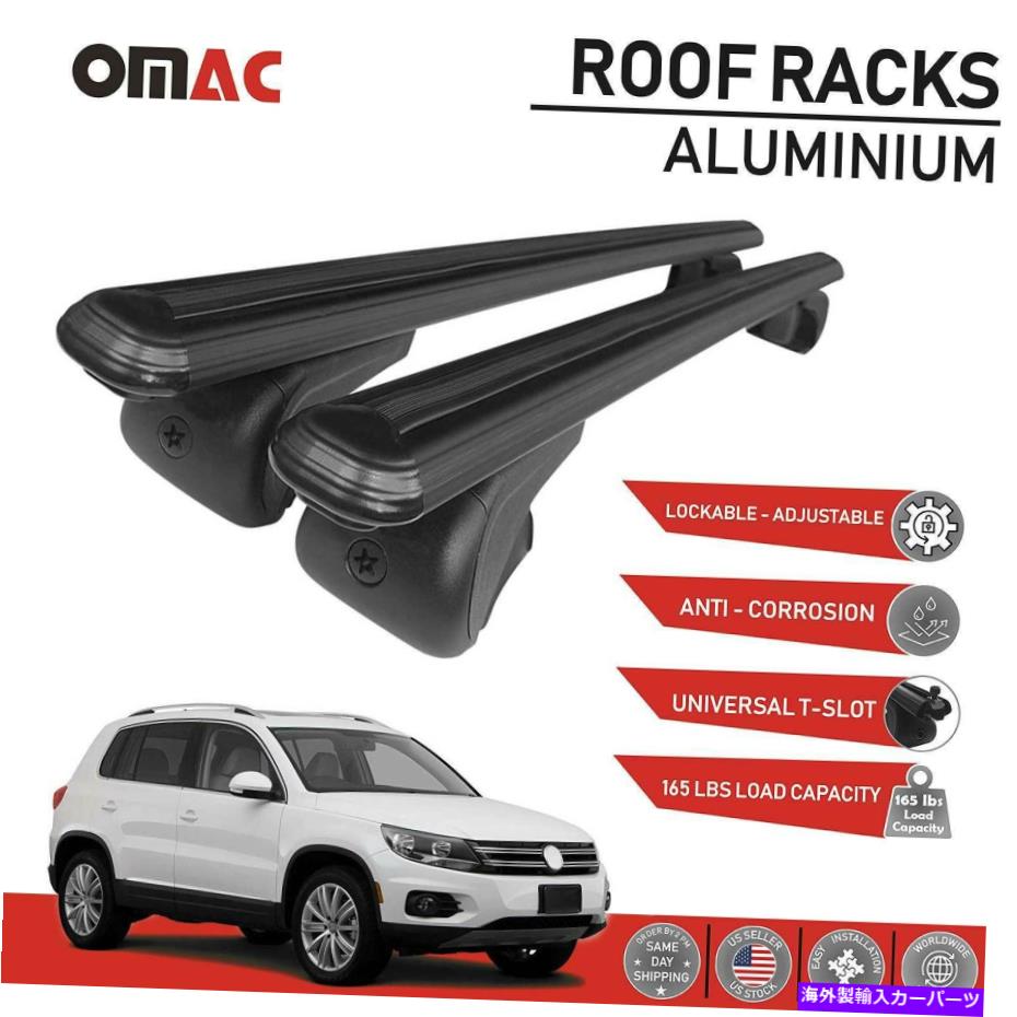 ルーフキャリア ティグアンリミテッド2017-2018のルーフラッククロスバー荷物キャリアブラック Roof Rack Cross Bars Luggage Carrier Black for Tiguan Limited 2017-2018【並行輸入品】