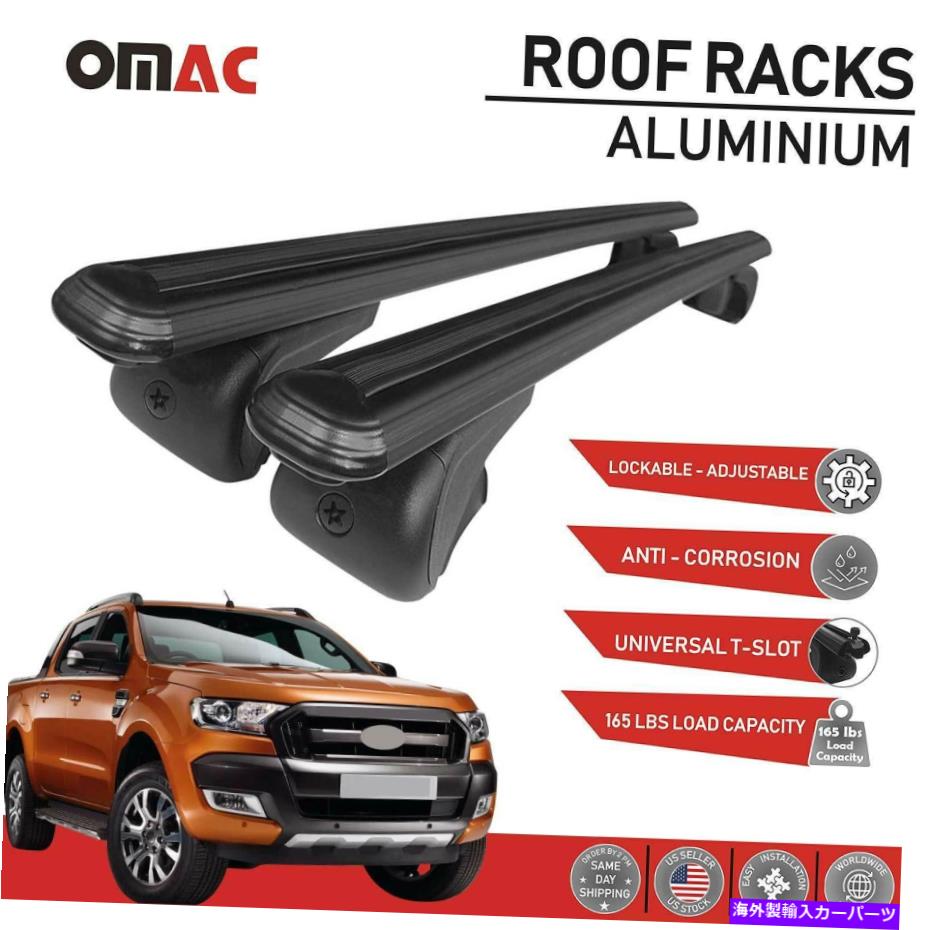 ルーフキャリア ルーフラッククロスバー荷物キャリアフォードレンジャー2019-2022用ブラックアルミニウムセット Roof Rack Cross Bar Luggage Carrier Black Aluminum Set for Ford Ranger 2019-2022【並行輸入品】