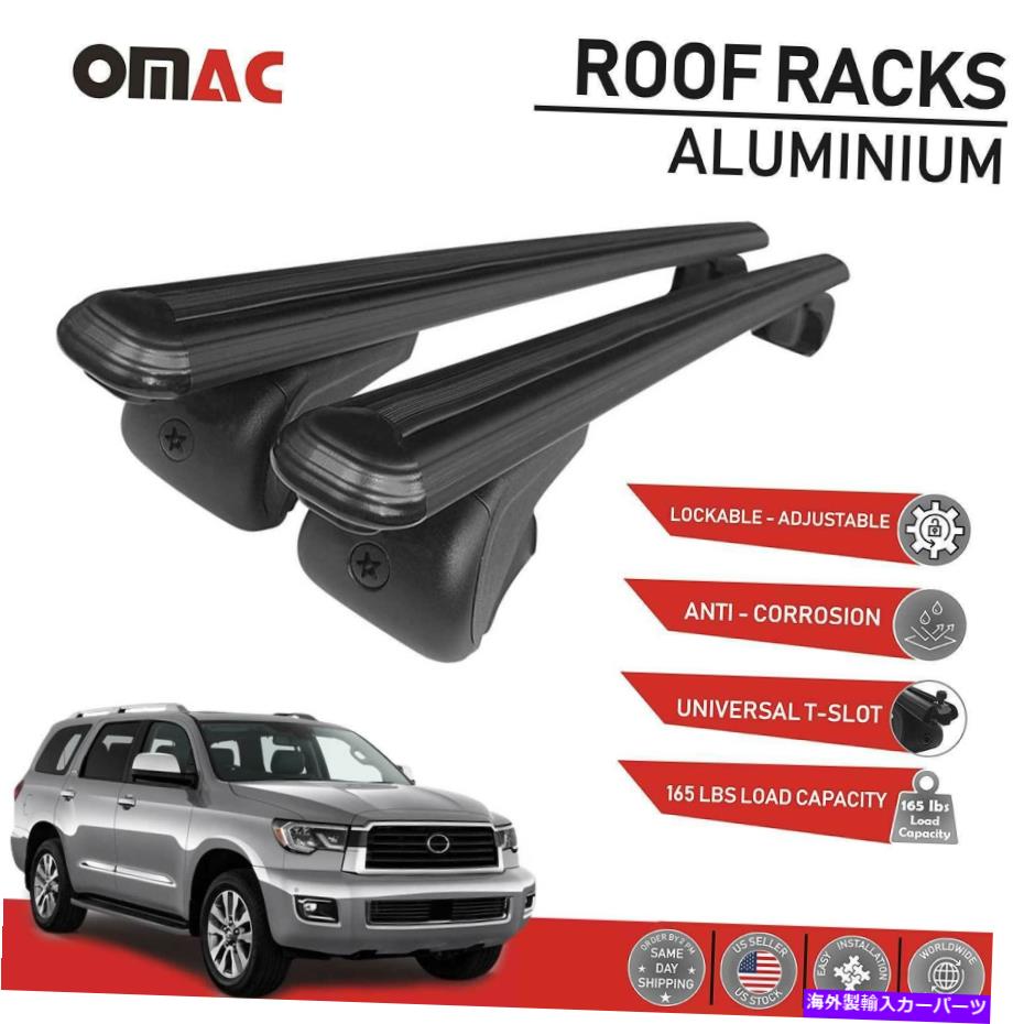 ルーフキャリア ルーフラッククロスバー荷物キャリアブラックアルミニウムフィットトヨタセコイア2008-2022 Roof Rack Cross Bar Luggage Carrier Black Aluminum Fits Toyota Sequoia 2008-2022【並行輸入品】