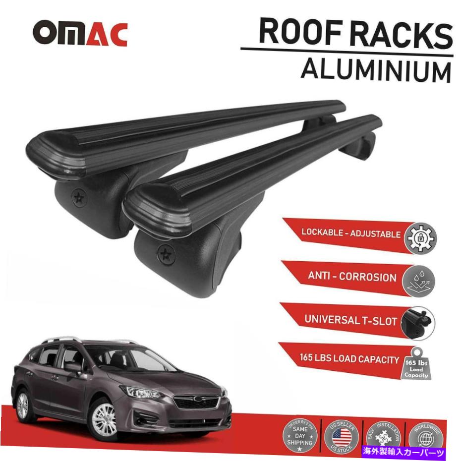 ルーフキャリア ルーフラッククロスバー荷物キャリアアルミニウムブラックフィットスバルインプレッサ2017-2021 Roof Rack Cross Bar Luggage Carrier Aluminum Black Fits Subaru Impreza 2017-2021【並行輸入品】