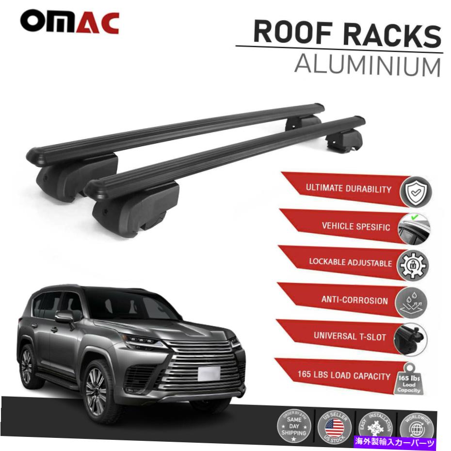 ルーフキャリア 黒いルーフレールラックアルミニウムクロスバーレクサスLX 2022-2023用荷物キャリア Black Roof Rail Rack Aluminum Cross Bars Luggage Carrier For Lexus LX 2022-2023【並行輸入品】