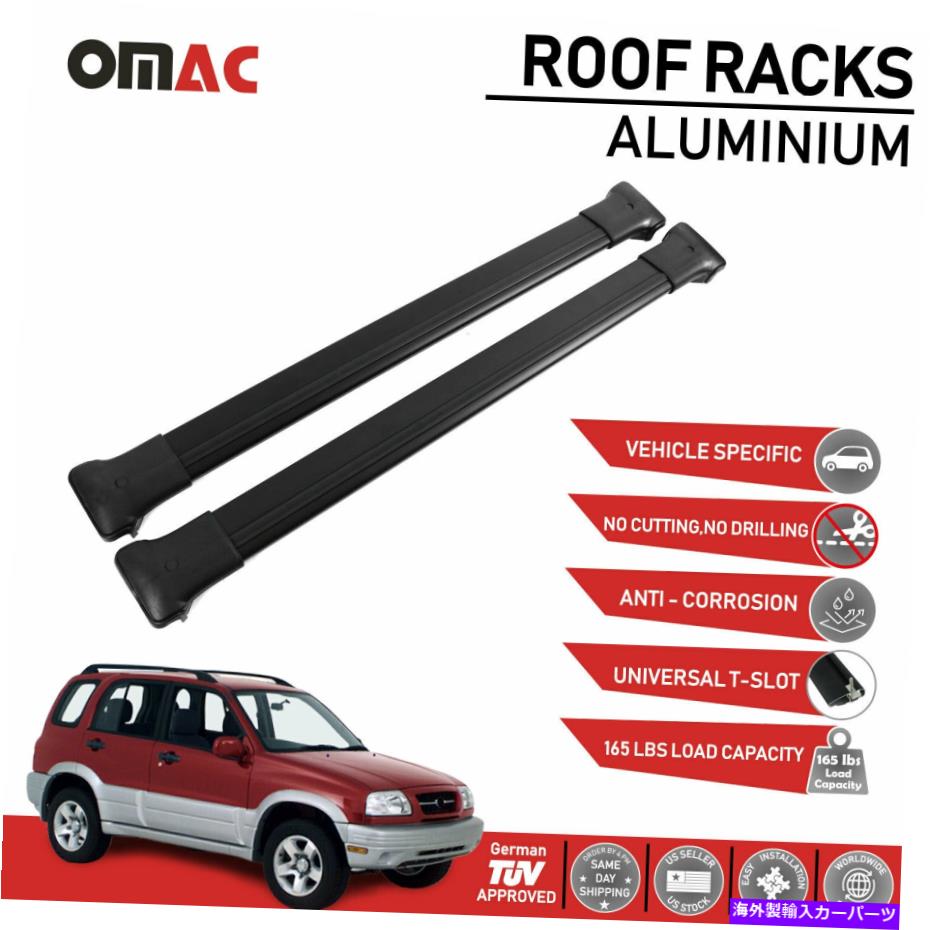 ルーフキャリア ルーフラッククロスバースズキグランドヴィターラ2001-2005のルーフラッククロスキャリアブラック Roof Rack Cross Bars Luggage Carrier Black for Suzuki Grand Vitara 2001-2005【並行輸入品】