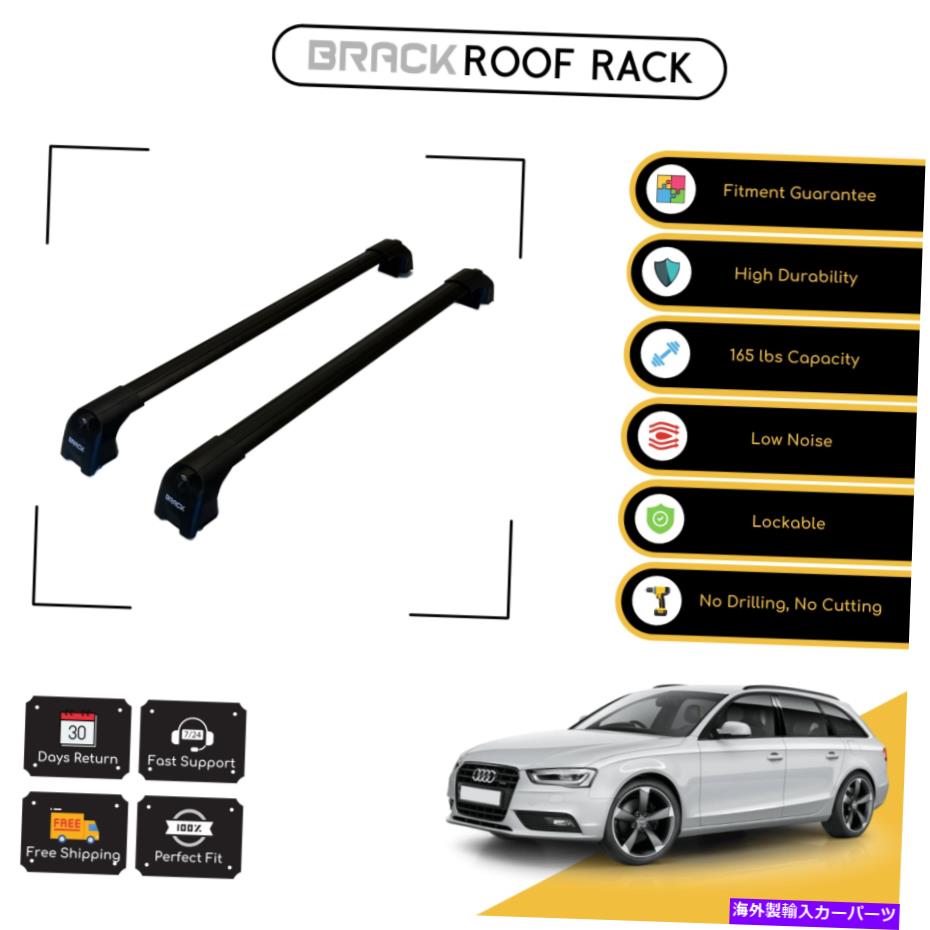 ルーフキャリア ブラックルーフラック荷物キャリアアウディA4B8アバン08-15ブラック用クロスバー BRACK Roof Rack Luggage Carrier Cross Bars For Audi A4 B8 Avant 08 - 15 Black【並行輸入品】