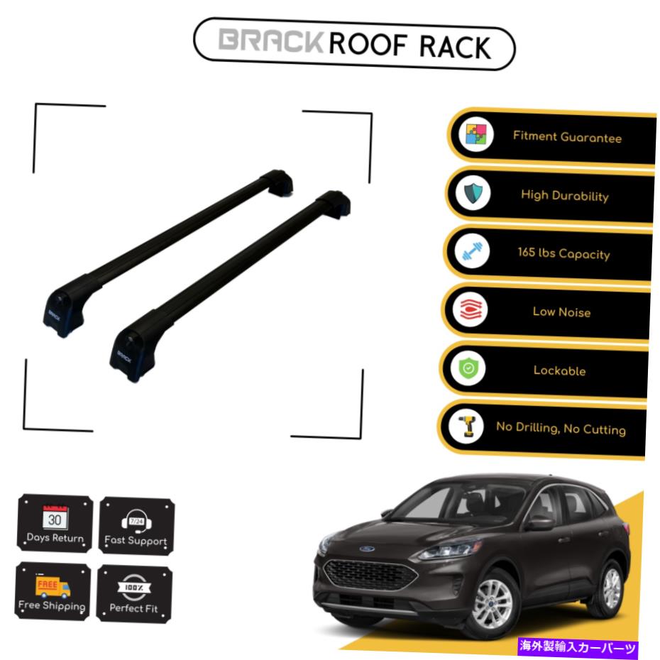 ルーフキャリア ブラックルーフラック荷物キャリアクロスバーフォードエスケープ2020 -up black BRACK Roof Rack Luggage Carrier Cross Bars For Ford Escape 2020 - Up Black【並行輸入品】