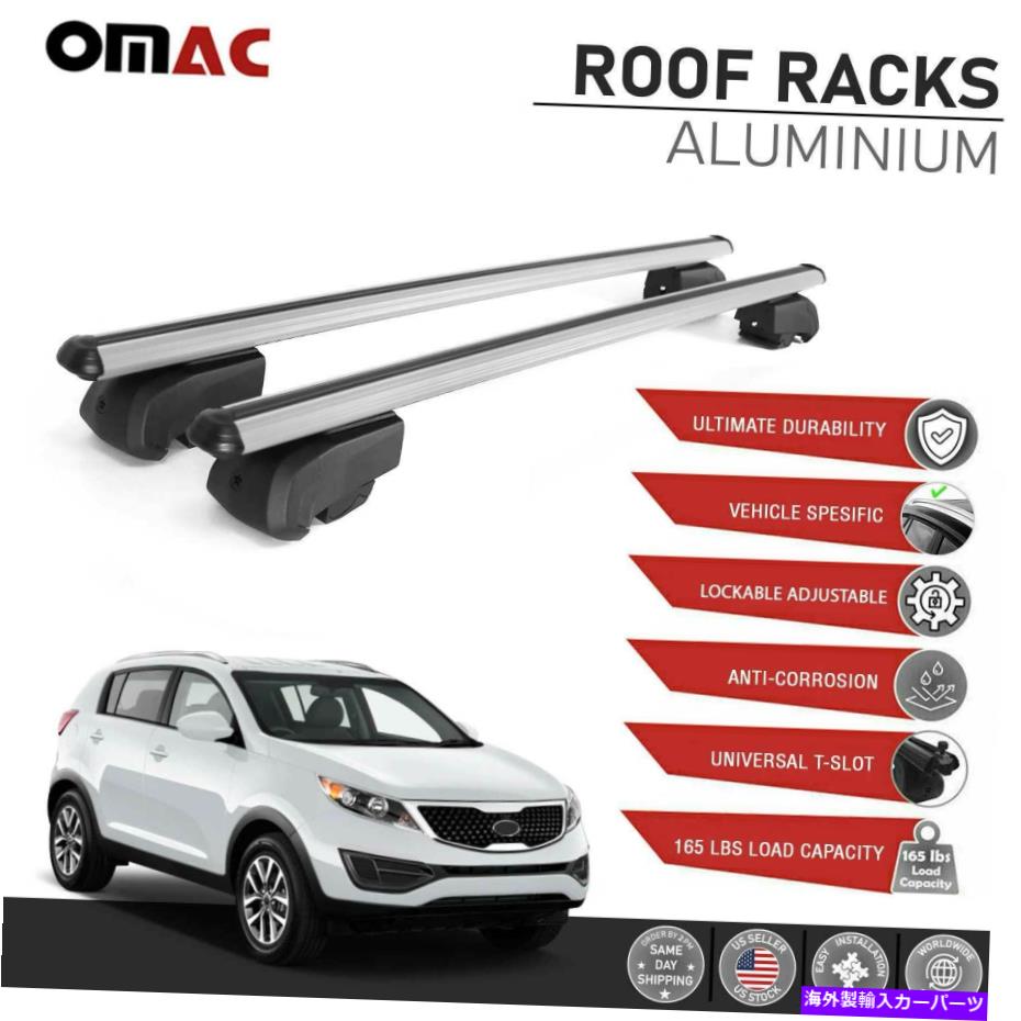 ルーフキャリア シルバールーフレールラックアル。 Kia Sportage 2011-2016のクロスバー荷物キャリア Silver Roof Rail Rack Alu. Cross Bars Luggage Carrier For Kia Sportage 2011-2016【並行輸入品】