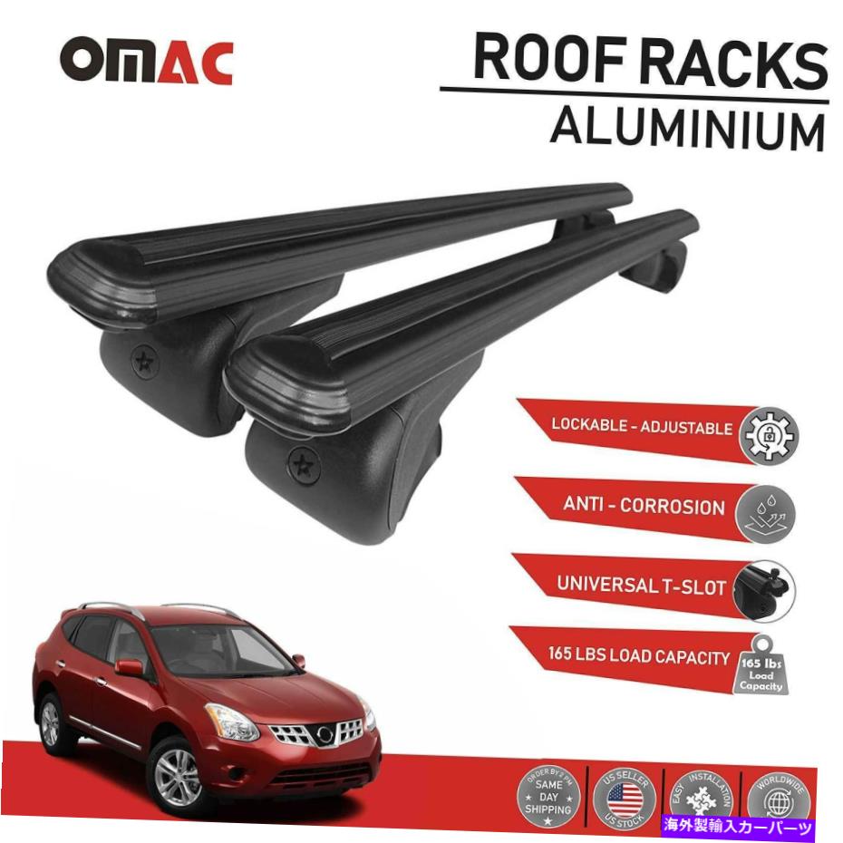 ルーフキャリア ルーフラッククロスバーキャリアレールブラック2 PC。日産ローグSL SV 2008-2013の場合 Roof Rack Cross Bars Carrier Rails Black 2 Pcs. For Nissan Rogue SL SV 2008-2013【並行輸入品】