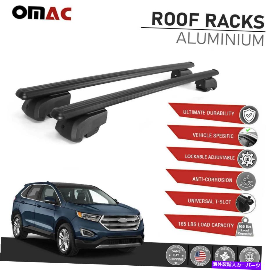 ルーフキャリア フォードエッジ2015-2022のための黒いルーフレールラッククロスバーアルミニウム荷物キャリア Black Roof Rail Rack Cross Bars Aluminum Luggage Carrier For Ford Edge 2015-2022【並行輸入品】
