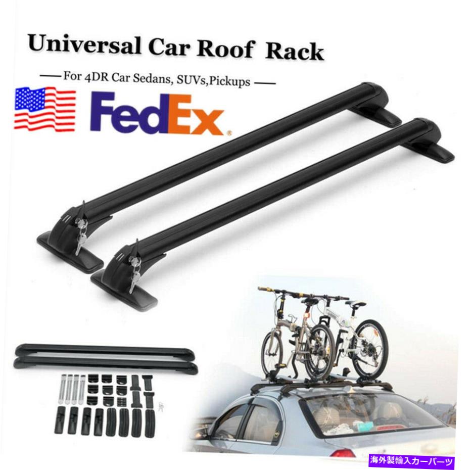 ルーフキャリア 2PCカーSUVルーフラックオーバーヘッドサイドレールクロスバー荷物キャリア110cm米国船 2Pc Car SUV Roof Rack Overhead Side Rail Cross Bar Luggage Carrier 110cm US SHIP【並行輸入品】