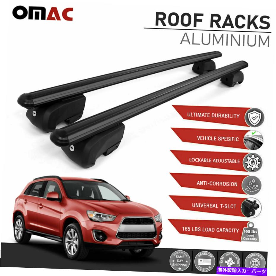 ルーフキャリア Mitsubishi Outlander Sport 2011-2022のためのブラックルーフレールラッククロスバーアルミニウム Black Roof Rail Rack Cross Bar Aluminum For Mitsubishi Outlander Sport 2011-2022【並行輸入品】