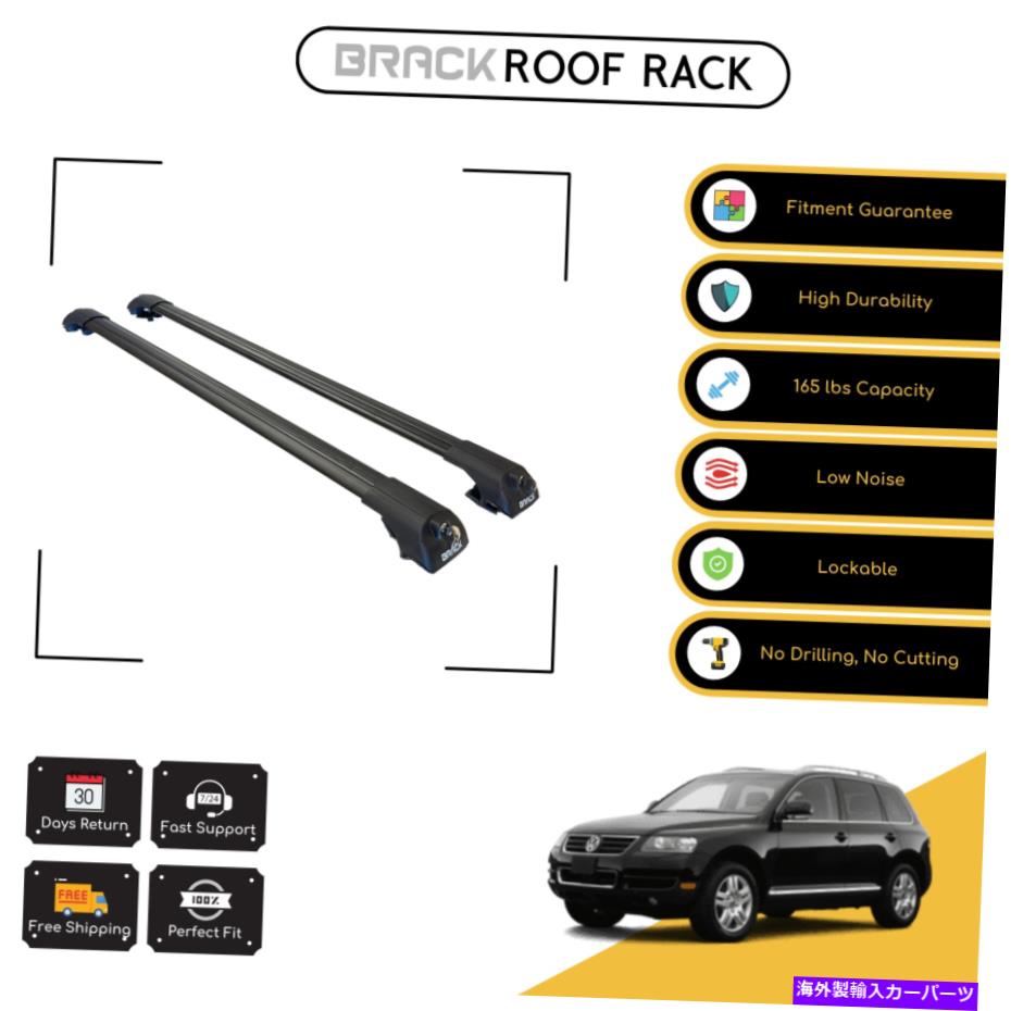 ルーフキャリア ブラックルーフラック荷物荷物キャリアクロスバーVW Touareg 2002-2009 Black BRACK Roof Rack Luggage Carrier Cross Bars For VW Touareg 2002 - 2009 Black【並行輸入品】