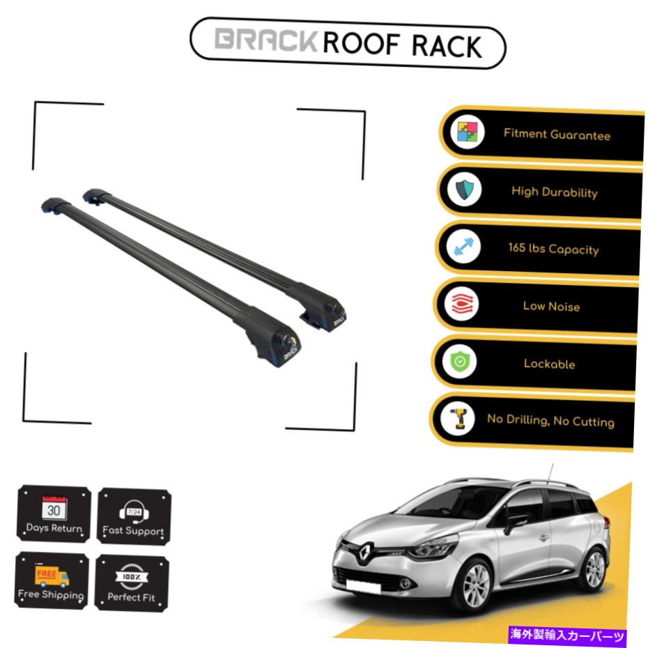 ルーフキャリア ブラックルーフラック荷物荷物キャリアクロスバールノークリオ4 SW 12→UP BLACK BRACK Roof Rack Luggage Carrier Cross Bars For Renault Clio 4 Sw 12 → Up Black【並行輸入品】
