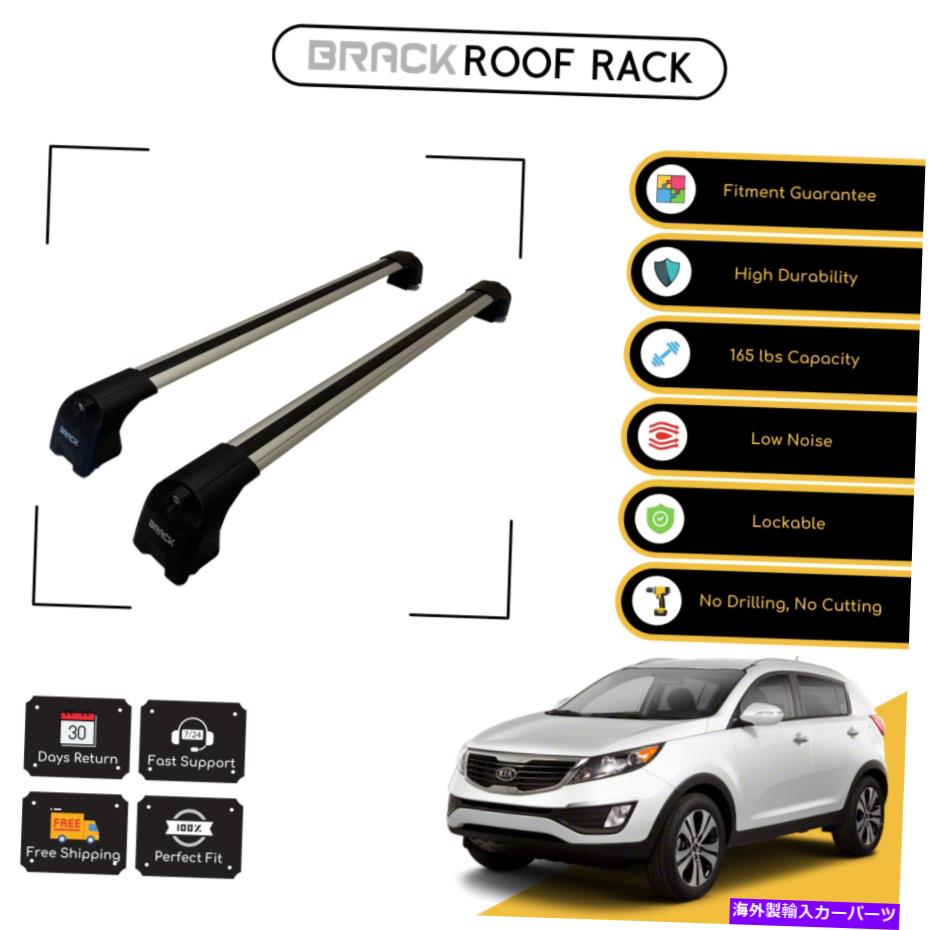 ルーフキャリア Kia Sportageのブラックルーフラック荷物キャリア（MK III）2010-2016シルバー BRACK Roof Rack Luggage Carrier For Kia Sportage (MK III) 2010 - 2016 Silver【並行輸入品】