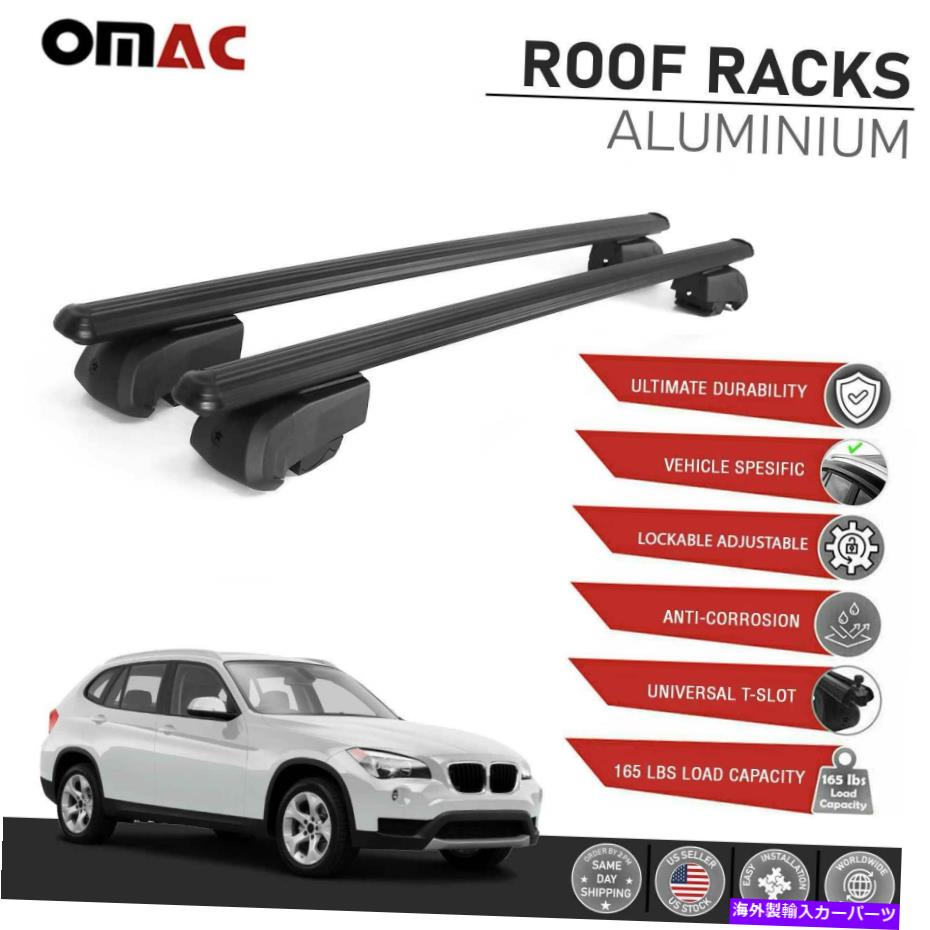 ルーフキャリア ブラックルーフレールラッククロスバーアルミニウム荷物キャリアに適合BMW X1 2013-2015 Black Roof Rail Rack Cross Bars Aluminum Luggage Carrier Fits BMW X1 2013-2015【並行輸入品】
