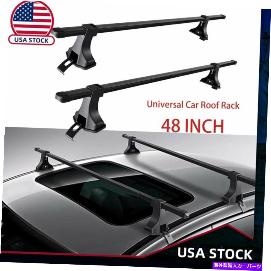 ルーフキャリア ユニバーサル48 ''カートップルーフクロスバーレール荷物荷物キャリアラック130ポンド Universal 48'' Car Top Roof Cross Bar Rail Luggage Cargo Carrier Rack 130 LBS【並行輸入品】