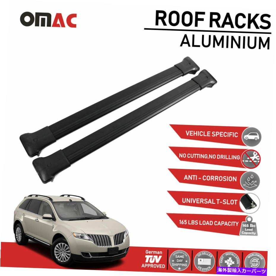 ルーフキャリア ルーフラッククロスバー荷物キャリアブラックセットリンカーンMKX 2010-2015に適合する Roof Rack Cross Bars Luggage Carrier Black Set fits Lincoln MKX 2010-2015【並行輸入品】